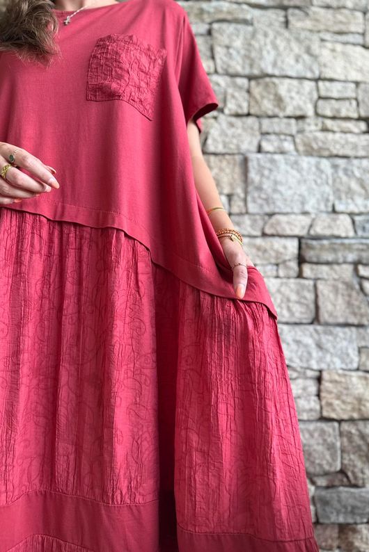 Tasha Damask T Shirt Maxi Dress Rioja